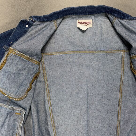 Wrangler Jean Jacket Mens Extra Large Blue Rugged Wear Trucker Denim RJK30AN - Picture 6 of 16